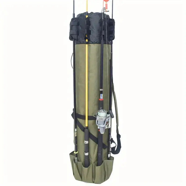 Mosrugs | Fishing Rod Carry Bag – Foldable, Lightweight & Durable Storage with 5-Rod Capacity (Army Green)