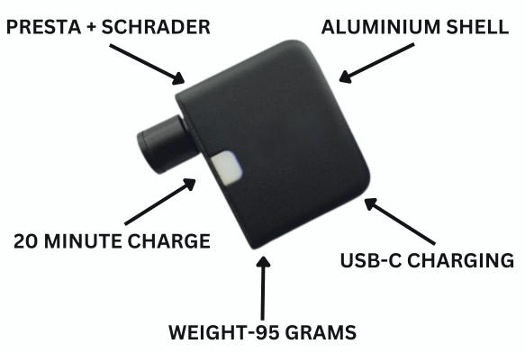 Mosrugs | Ultra-Compact Mini Electric Bicycle Pump with Type-C Rechargeable Battery – Fits Schrader & Presta Valves