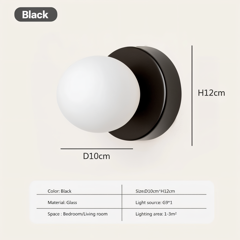 Mosrugs | PearlPop Wall Light – White Glass Orb LED Wall Sconce for Modern Interiors