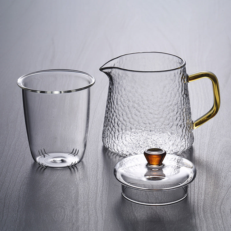 Mosrugs | Pindefang Glass Teapot with Infuser | Handcrafted Heat-Resistant Teapot with Golden Handle