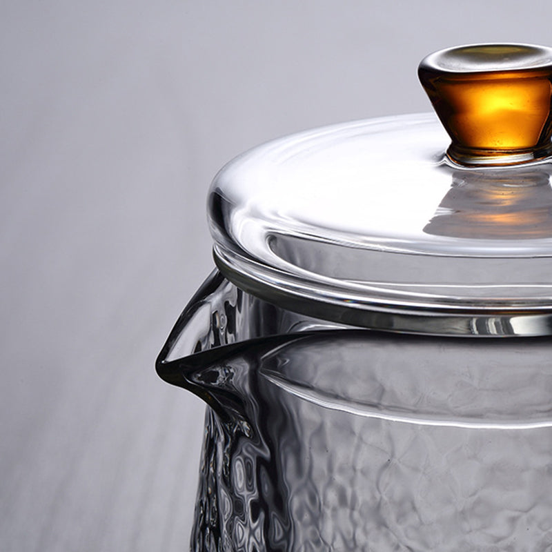 Mosrugs | Pindefang Glass Teapot with Infuser | Handcrafted Heat-Resistant Teapot with Golden Handle