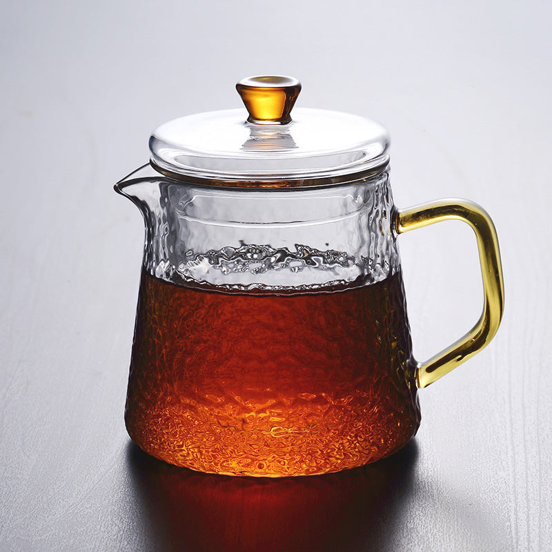 Mosrugs | Pindefang Glass Teapot with Infuser | Handcrafted Heat-Resistant Teapot with Golden Handle