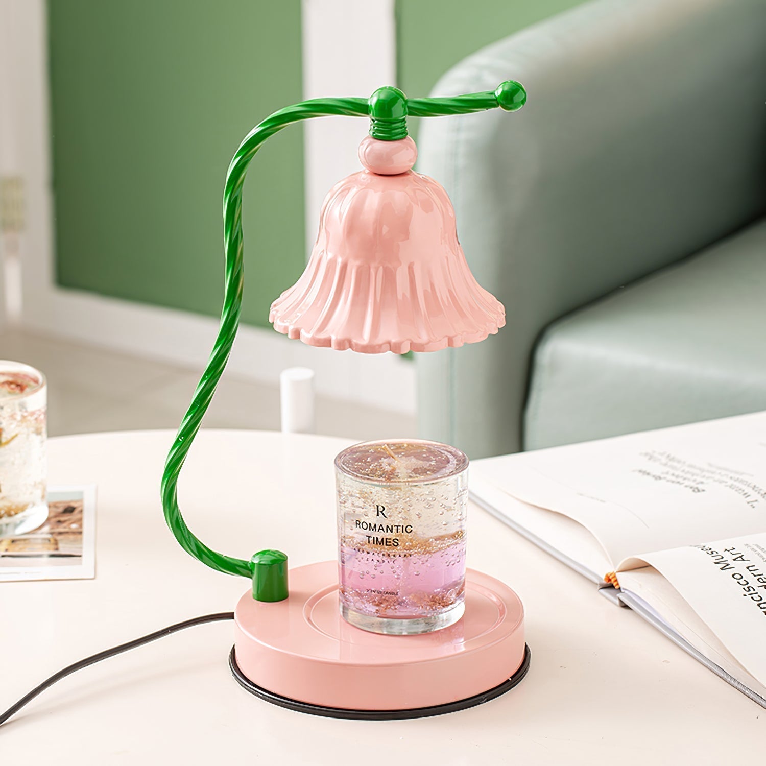 Mosrugs | BloomAura – Charming Pink Glass Table Lamp