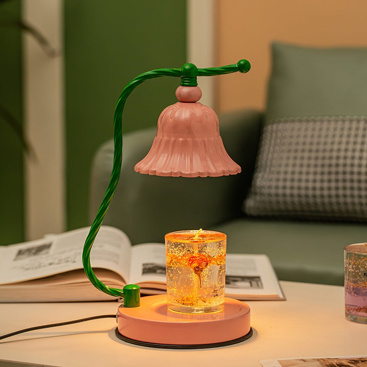 Mosrugs | BloomAura – Charming Pink Glass Table Lamp