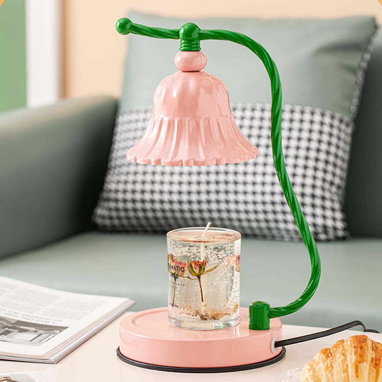 Mosrugs | BloomAura – Charming Pink Glass Table Lamp