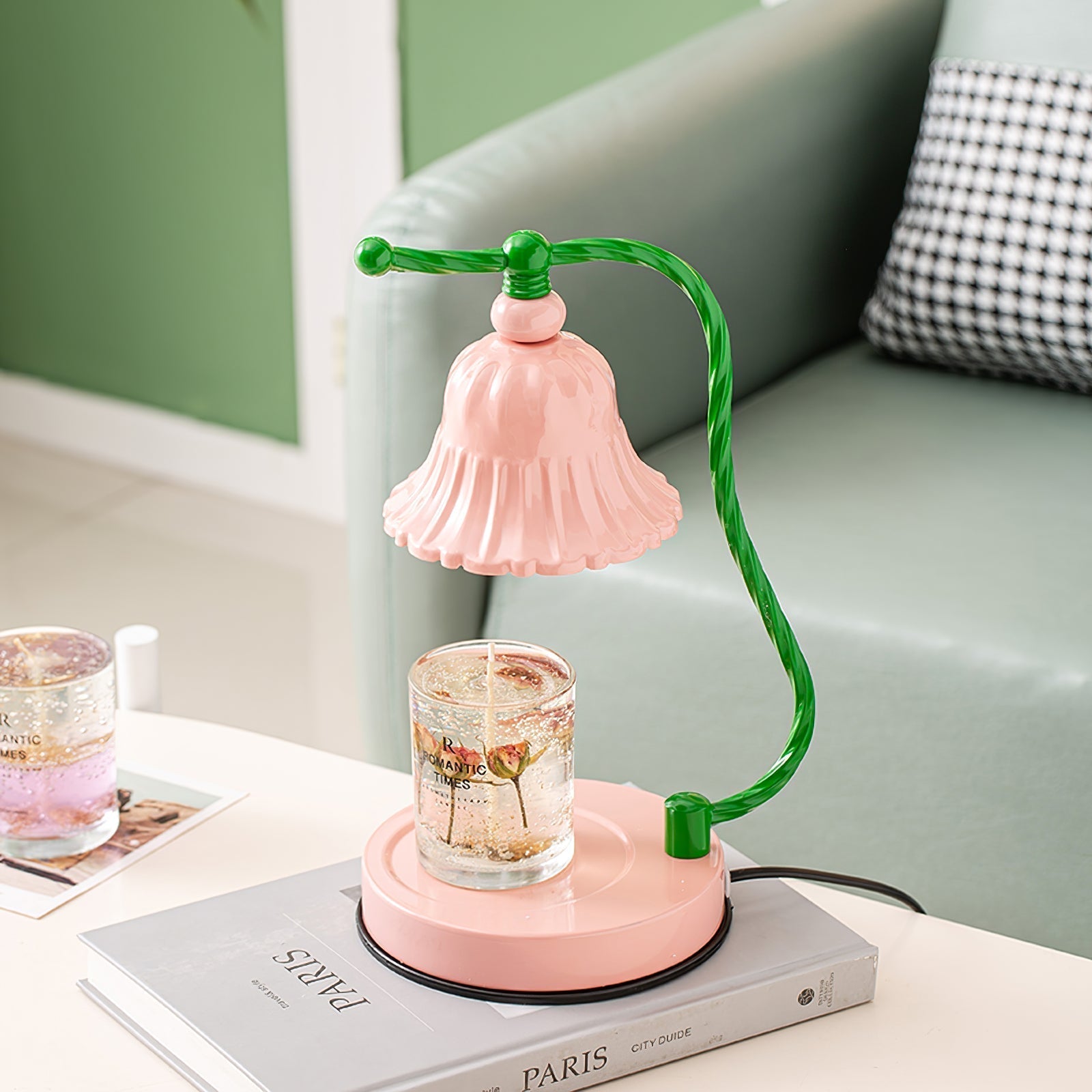 Mosrugs | BloomAura – Charming Pink Glass Table Lamp