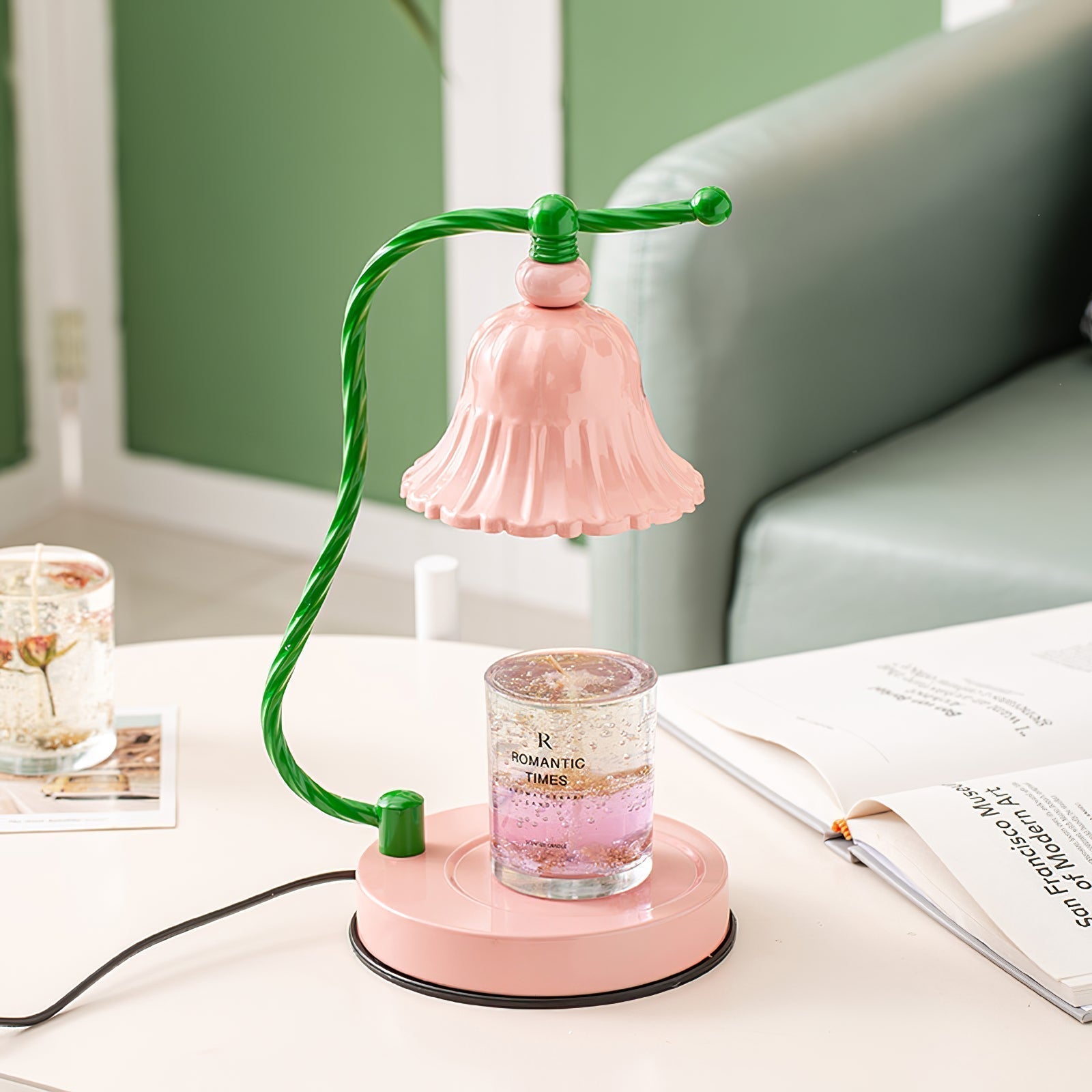 Mosrugs | BloomAura – Charming Pink Glass Table Lamp