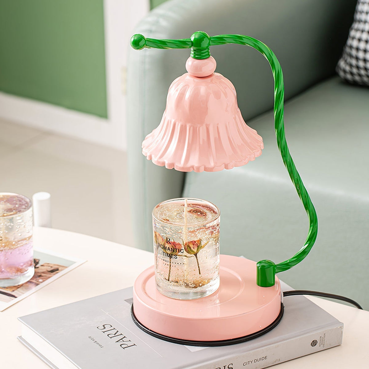 Mosrugs | BloomAura – Charming Pink Glass Table Lamp