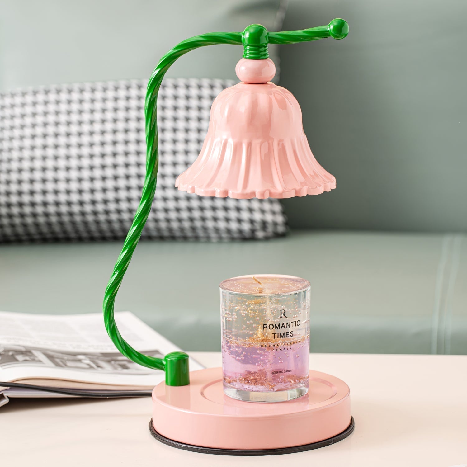 Mosrugs | BloomAura – Charming Pink Glass Table Lamp