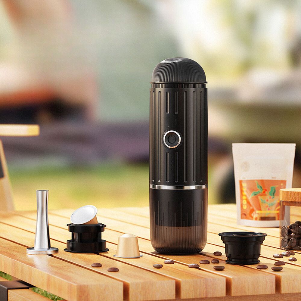 Mosrugs | Self-Heating Portable Electric Espresso Maker with USB-C Charger – Compatible with Ground Coffee & Nespresso Capsules