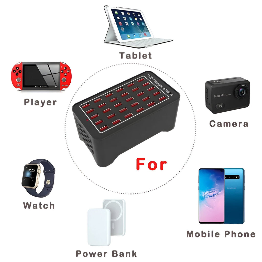 Mosrugs | PowerPort Pro – Universal Multi-USB Charging Station with 30 Ports (150W Output)