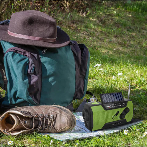 Mosrugs | All-In-One Emergency Radio | 4000mAh Battery, Solar & Hand Crank Charging for Outdoor Adventures and Emergency Preparedness