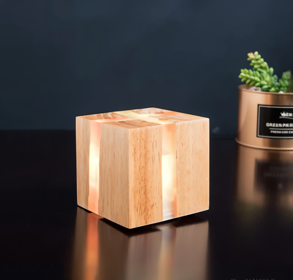 Mosrugs | QuadCrackle Wooden Wall Light – Handcrafted LED Wall Lamp with Artistic Crackle Design