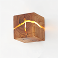 Mosrugs | QuadCrackle Wooden Wall Light – Handcrafted LED Wall Lamp with Artistic Crackle Design