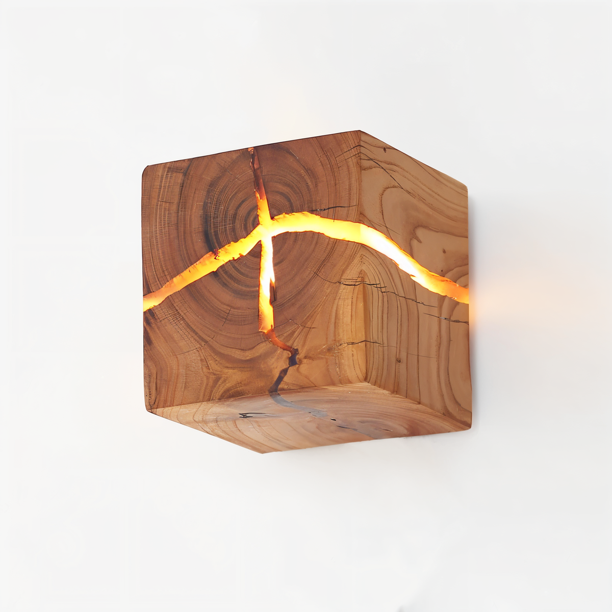 Mosrugs | QuadCrackle Wooden Wall Light – Handcrafted LED Wall Lamp with Artistic Crackle Design