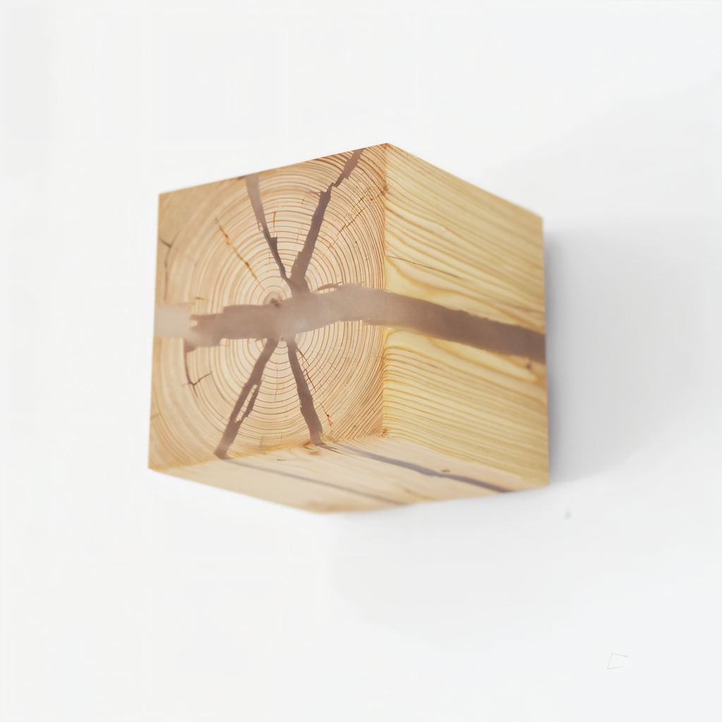 Mosrugs | QuadCrackle Wooden Wall Light – Handcrafted LED Wall Lamp with Artistic Crackle Design