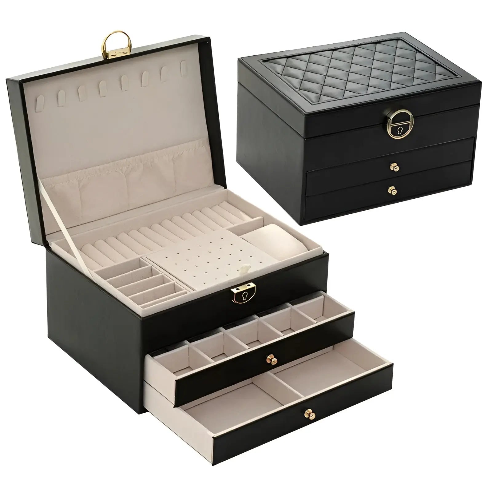 Mosrugs | EleganceBox – Luxury Multi-Layer Jewellery Organiser in Premium PU Leather