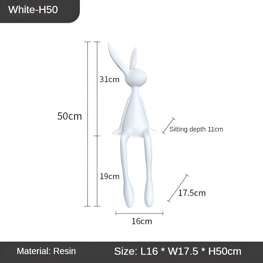 Mosrugs | ResinLux | Modern Resin Easter Bunny – Black, White, or Blue Sitting Rabbit Decoration
