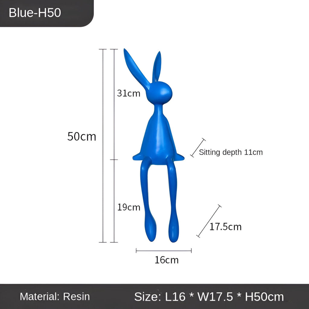 Mosrugs | ResinLux | Modern Resin Easter Bunny – Black, White, or Blue Sitting Rabbit Decoration