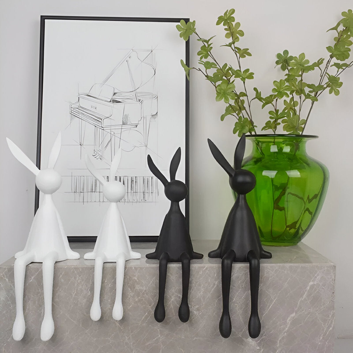 Mosrugs | ResinLux | Modern Resin Easter Bunny – Black, White, or Blue Sitting Rabbit Decoration