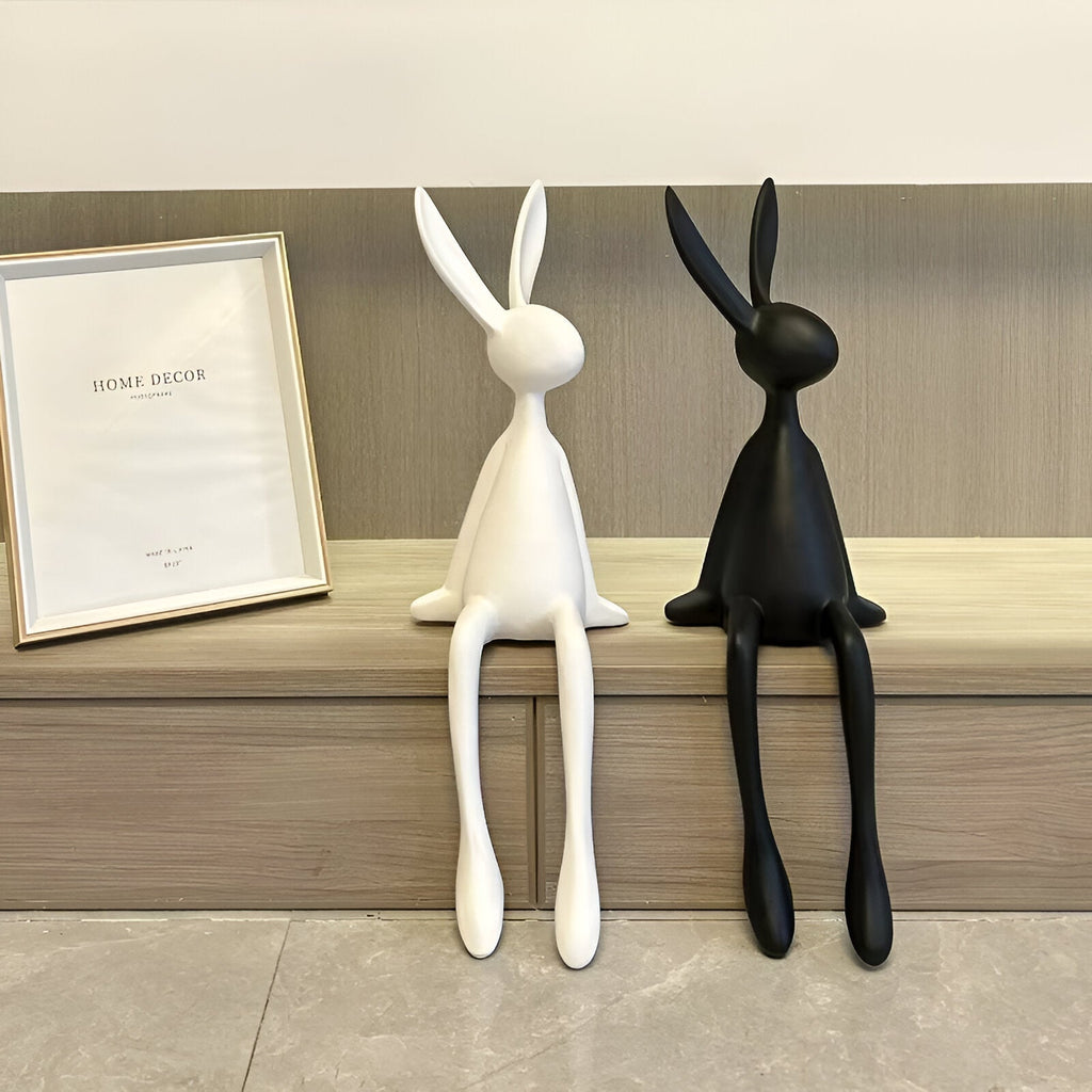 Mosrugs | ResinLux | Modern Resin Easter Bunny – Black, White, or Blue Sitting Rabbit Decoration