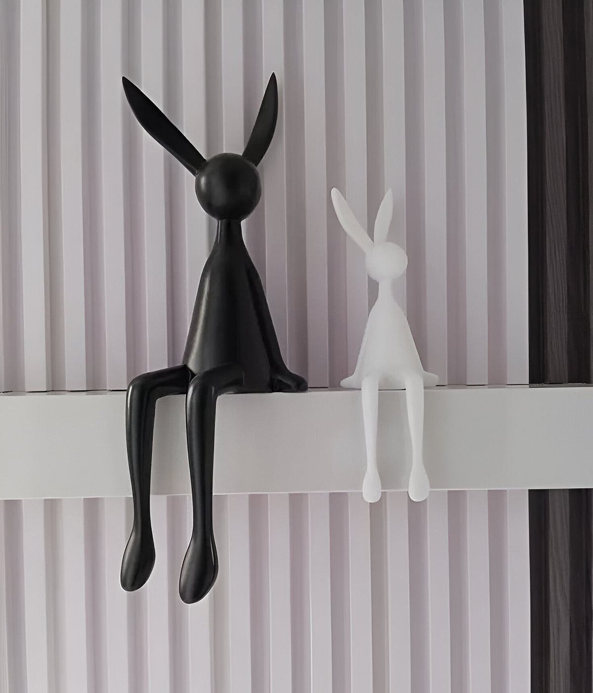 Mosrugs | ResinLux | Modern Resin Easter Bunny – Black, White, or Blue Sitting Rabbit Decoration