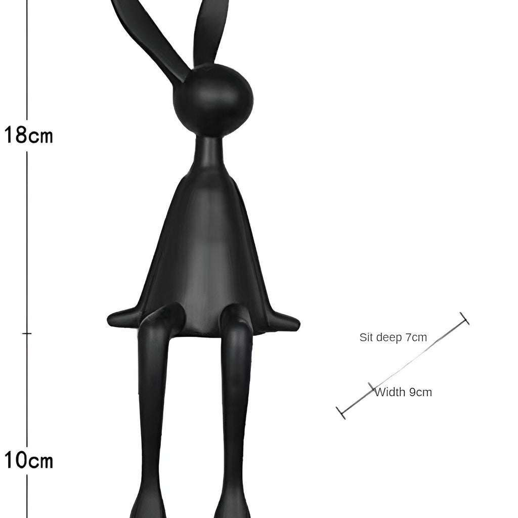 Mosrugs | ResinLux | Modern Resin Easter Bunny – Black, White, or Blue Sitting Rabbit Decoration