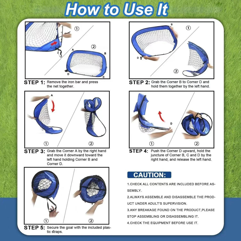 Mosrugs | PlayMax Foldable Football Goal – Kids 4-in-1 Portable Soccer Net for Training & Outdoor Play