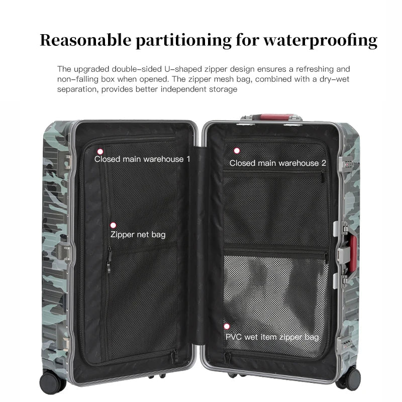 Mosrugs | Zagreb – Wide Handle Hardshell Suitcase with Aluminium Frame & 360° Spinner Wheels