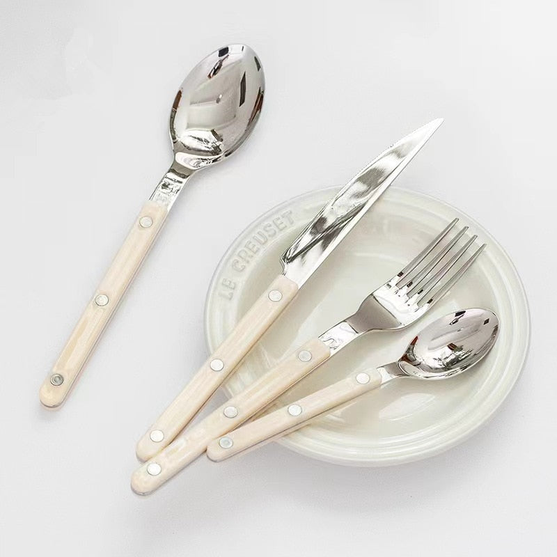 Mosrugs | 24-Piece Cutlery Set – Engraved Stainless Steel Flatware for 6 People