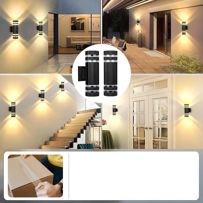 Mosrugs | LumiBloc LED Outdoor Wall Light – Modern IP65 Up & Down Design with E27 Socket