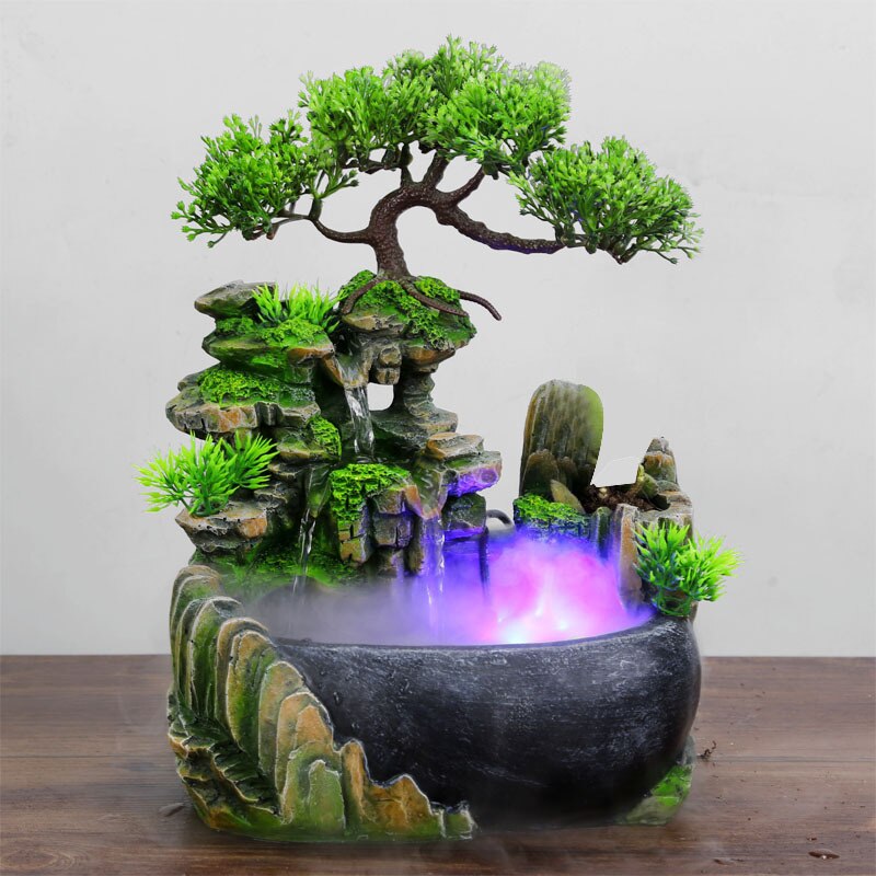 Mosrugs | ZenFlow Indoor Tabletop Fountain – LED Light Water Feature for Home, Office & Relaxation Décor
