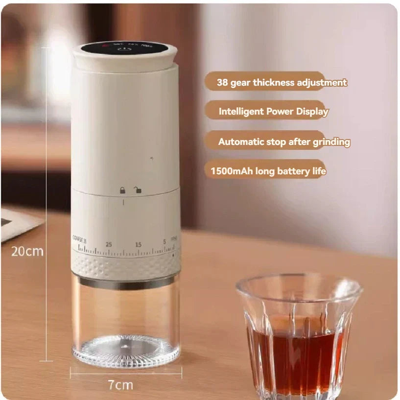 Mosrugs | 1500mAh Electric Coffee Grinder – Adjustable USB-C Rechargeable Burr Mill for Fresh Coffee