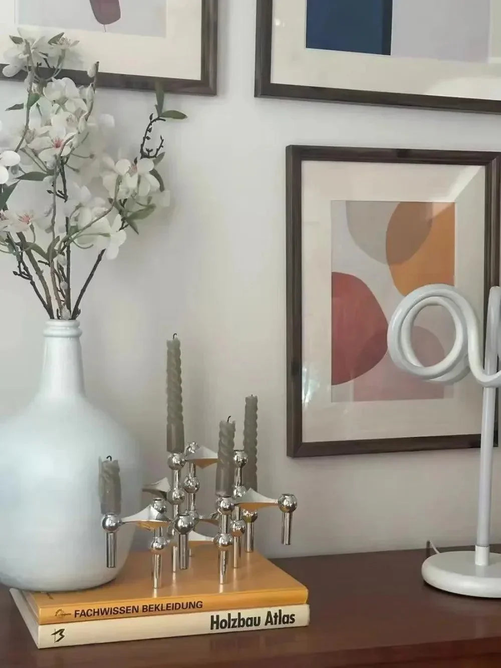 Mosrugs | Modern Molecular Metal Candle Holder – Nordic-Style Silver Candle Stand for Elegant Home Decor