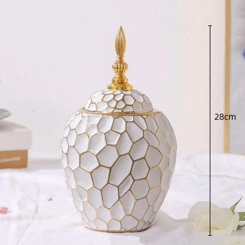 Mosrugs | GoldenPattern | Ceramic Vase with Luxurious Gold Accents – Modern Decorative Home Piece