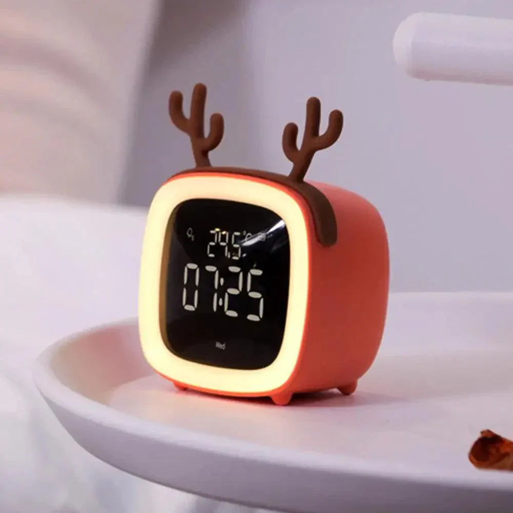 Mosrugs | Cartoon Bunny LED Alarm Clock with Night Light – Rechargeable, Cute Digital Display for Kids & Bedrooms