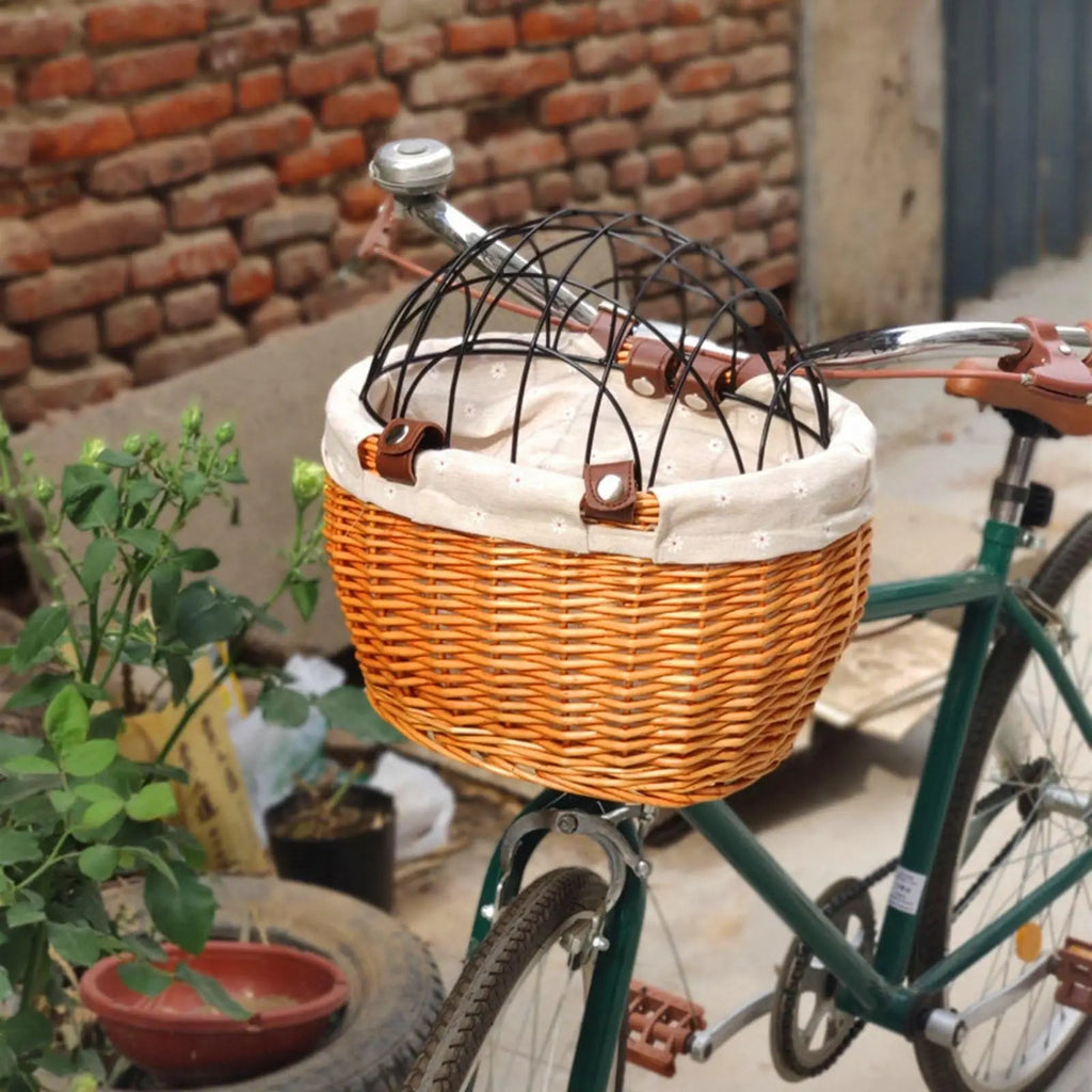 Mosrugs | PawRide | Front-Mounted Wicker Dog Bike Basket – Safe, Stylish & Weatherproof
