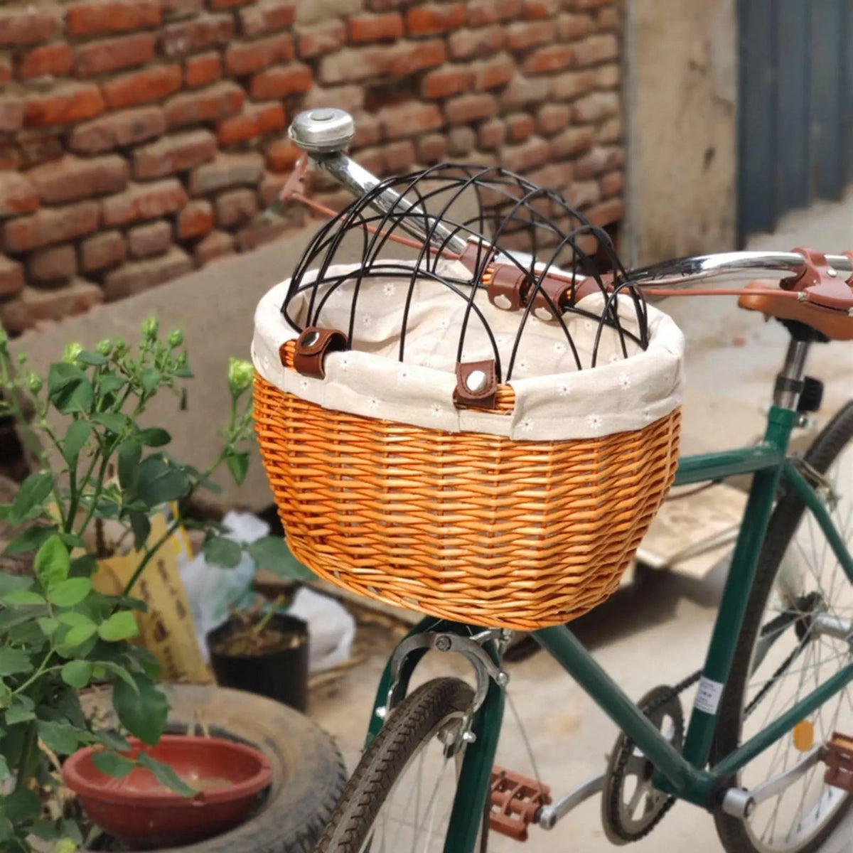 Mosrugs | PawRide | Front-Mounted Wicker Dog Bike Basket – Safe, Stylish & Weatherproof