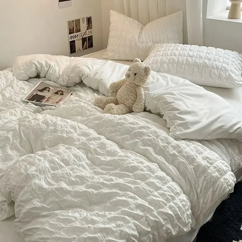 Mosrugs | ChicParis | Seersucker Bedding Set – Lightweight, Soft & Elegant French-Style Duvet Cover Set
