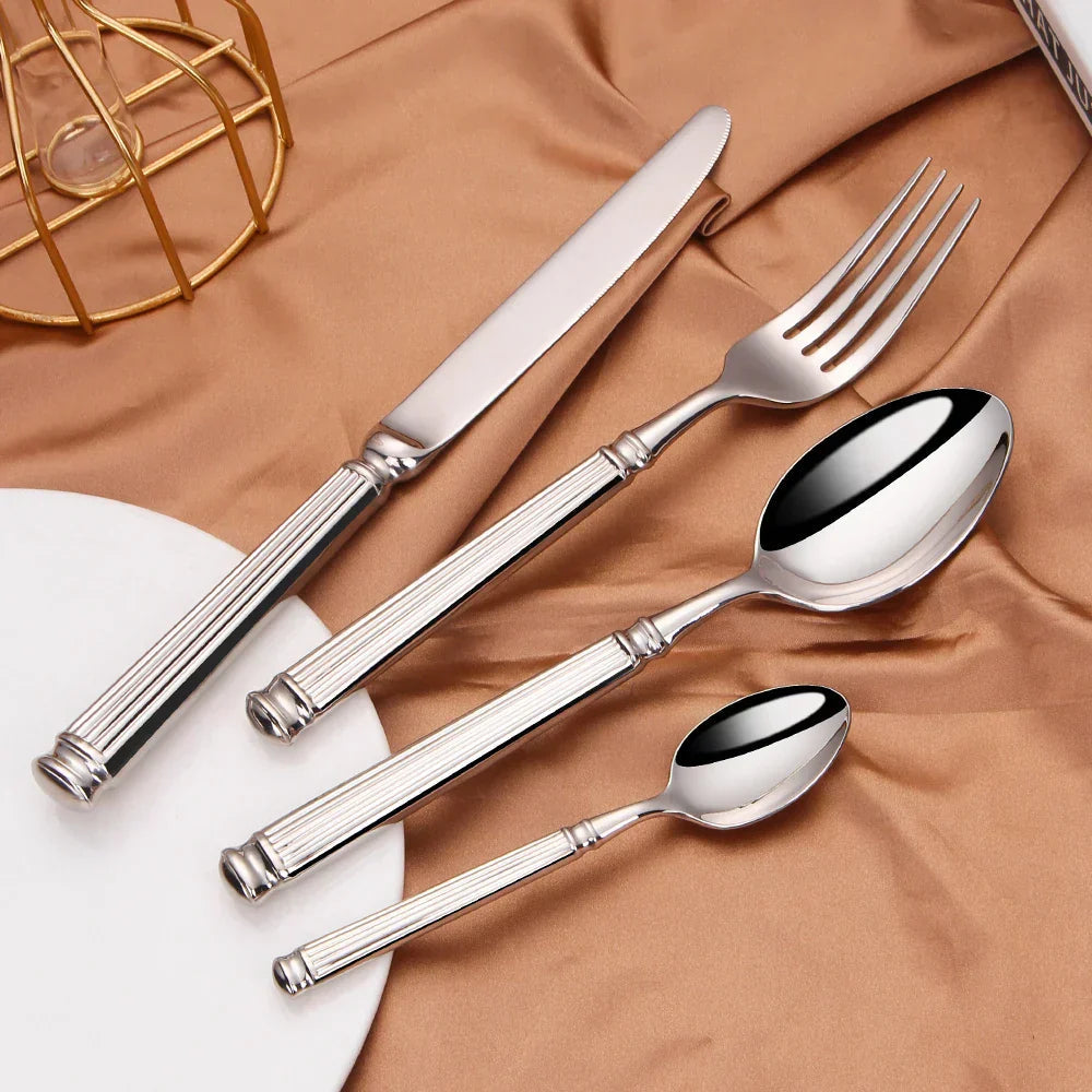 Mosrugs | Premium Stainless Steel Cutlery Set – 304 Mirror Finish Silverware for Everyday & Formal Dining