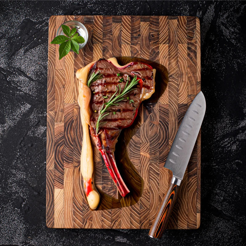 Mosrugs | Premium Wooden Butcher Block – End Grain Chopping Board for Kitchen & Professional Chefs