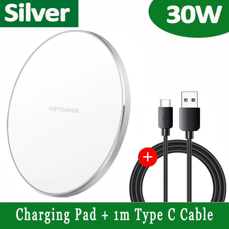 Mosrugs | 30W Fast Wireless Charging Pad | Premium USB-C MagSafe Charger for Apple iPhone, Samsung & Android