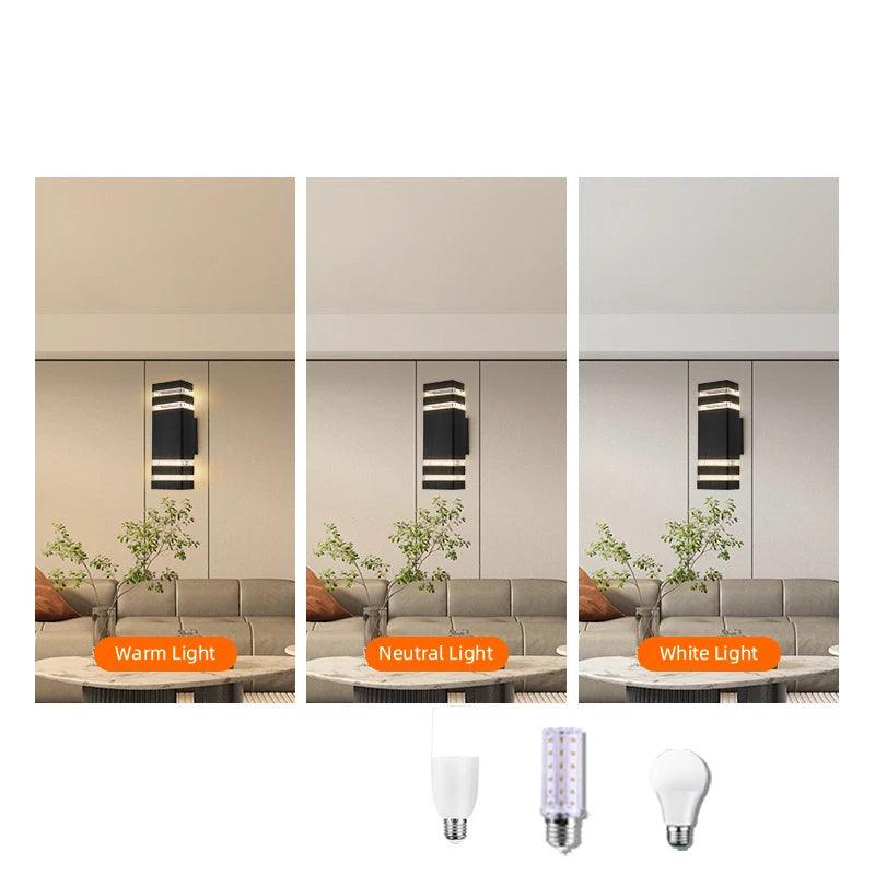Mosrugs | LumiBloc LED Outdoor Wall Light – Modern IP65 Up & Down Design with E27 Socket
