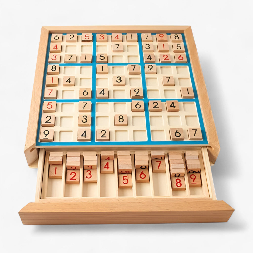 Mosrugs | Daan | Wooden Sudoku Board Game with Drawer – Classic Brain Teaser for All Ages
