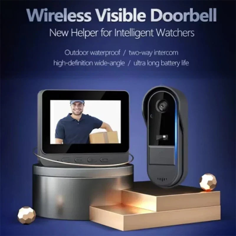 Mosrugs | Wireless Video Doorbell with Intercom & Night HD Vision – 4.3” IPS Display, Waterproof