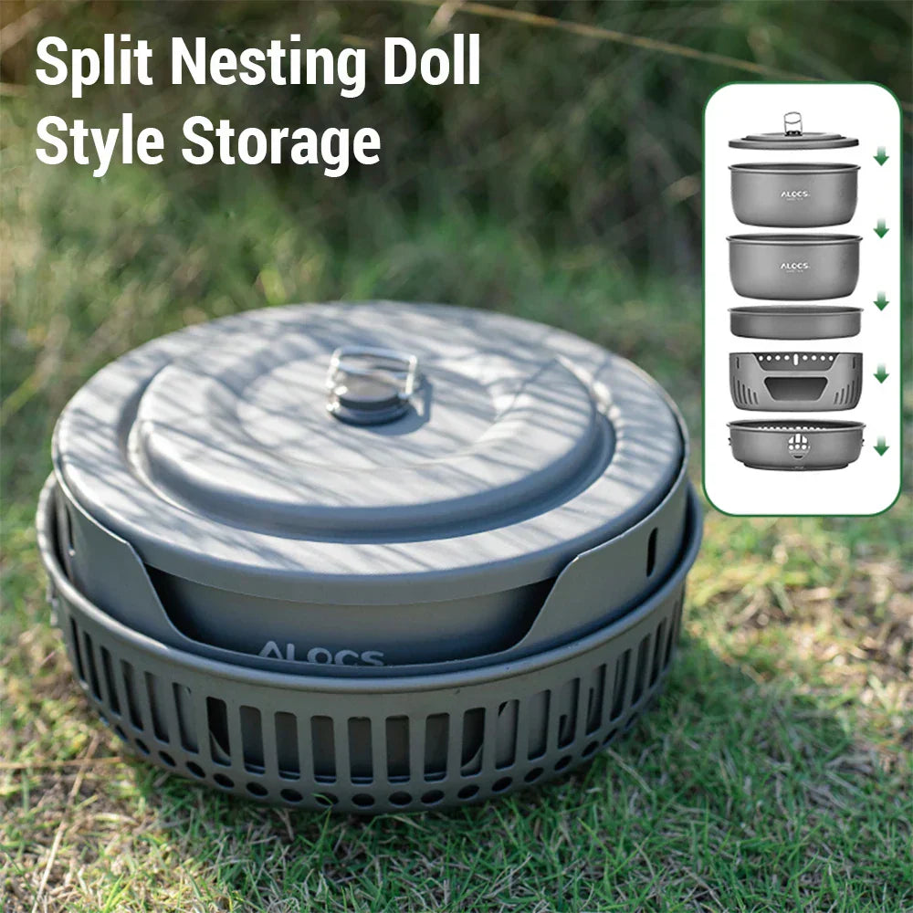 Mosrugs | Portable Outdoor Cookware Set – Lightweight Camping Cooking Gear with Windshield
