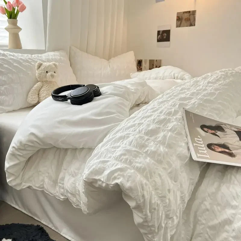 Mosrugs | ChicParis | Seersucker Bedding Set – Lightweight, Soft & Elegant French-Style Duvet Cover Set