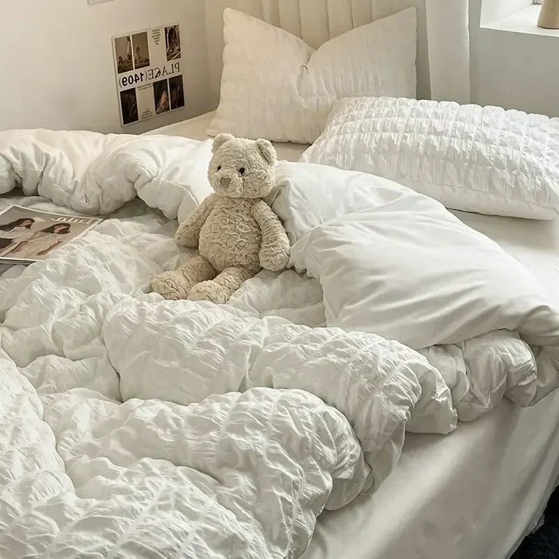 Mosrugs | ChicParis | Seersucker Bedding Set – Lightweight, Soft & Elegant French-Style Duvet Cover Set
