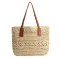 Mosrugs | Genevieve | Chic Straw Tote Bag with Genuine Leather Straps – Elegant Summer Handbag
