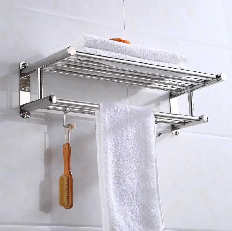 Mosrugs | SteelRack Wall-Mounted Stainless Steel Towel Holder – Minimalist Space-Saving Rack for Bathroom & Kitchen